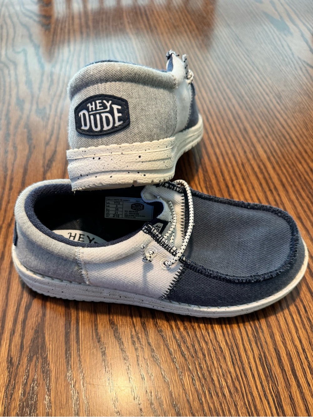 Hey Dude Kids' Two-Tone Navy & Light Gray Casual Shoes Size 3